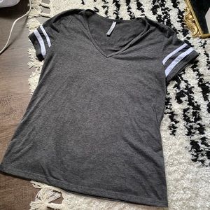 Athletic xl Jersey stripe style top v neck ladies